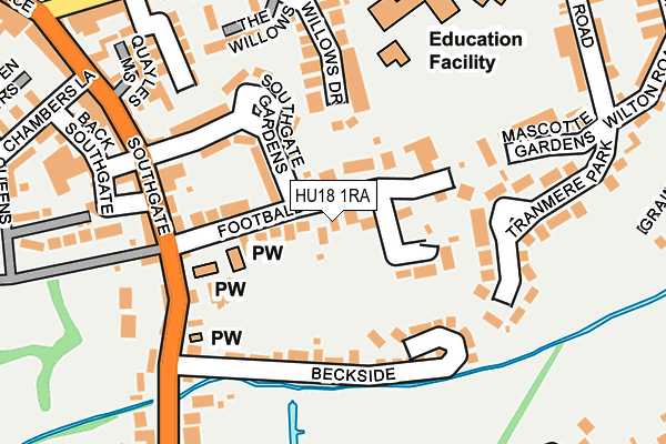 HU18 1RA map - OS OpenMap – Local (Ordnance Survey)