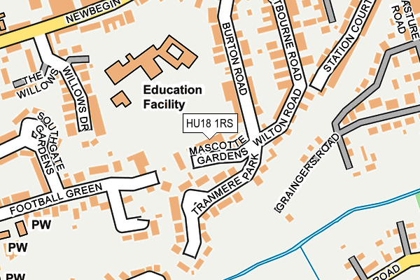 HU18 1RS map - OS OpenMap – Local (Ordnance Survey)