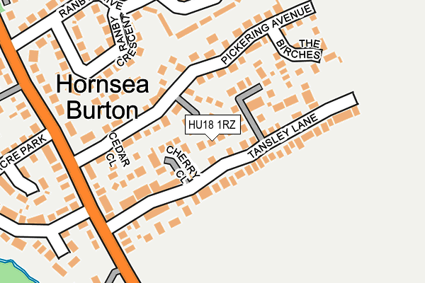 HU18 1RZ map - OS OpenMap – Local (Ordnance Survey)