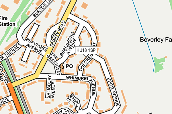 HU18 1SP map - OS OpenMap – Local (Ordnance Survey) HU18 1SP map - OS OpenMap – Local (Ordnance Survey)