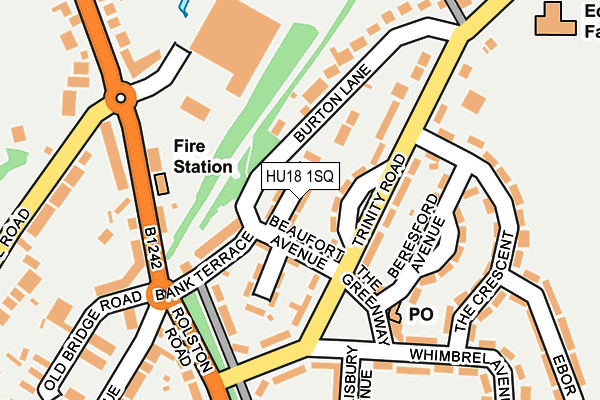 HU18 1SQ map - OS OpenMap – Local (Ordnance Survey)