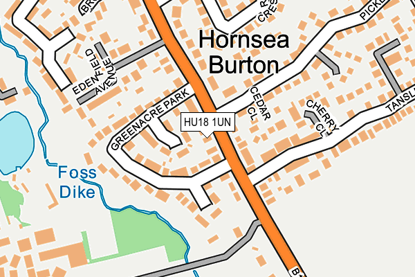 HU18 1UN map - OS OpenMap – Local (Ordnance Survey)