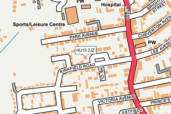 HU19 2JZ map - OS OpenMap – Local (Ordnance Survey)