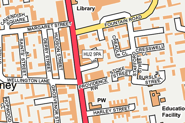 HU2 9PA map - OS OpenMap – Local (Ordnance Survey) HU2 9PA map - OS OpenMap – Local (Ordnance Survey)