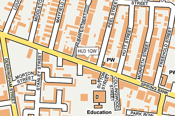 HU3 1QW map - OS OpenMap – Local (Ordnance Survey)
