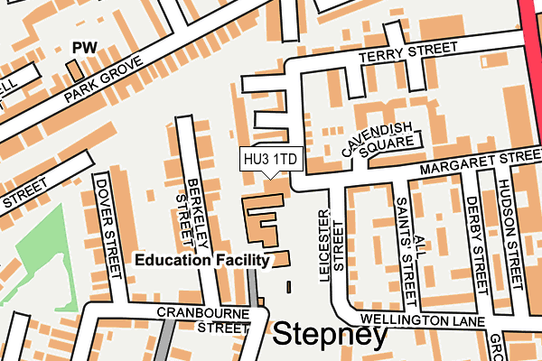 HU3 1TD map - OS OpenMap – Local (Ordnance Survey)