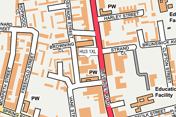HU3 1XL map - OS OpenMap – Local (Ordnance Survey) HU3 1XL map - OS OpenMap – Local (Ordnance Survey)