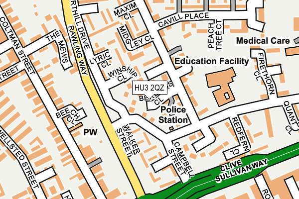 HU3 2QZ map - OS OpenMap – Local (Ordnance Survey)