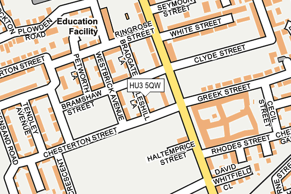 HU3 5QW map - OS OpenMap – Local (Ordnance Survey) HU3 5QW map - OS OpenMap – Local (Ordnance Survey)