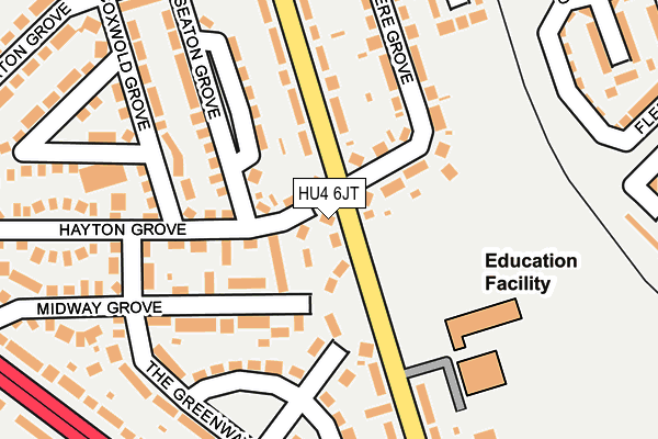 HU4 6JT map - OS OpenMap – Local (Ordnance Survey) HU4 6JT map - OS OpenMap – Local (Ordnance Survey)