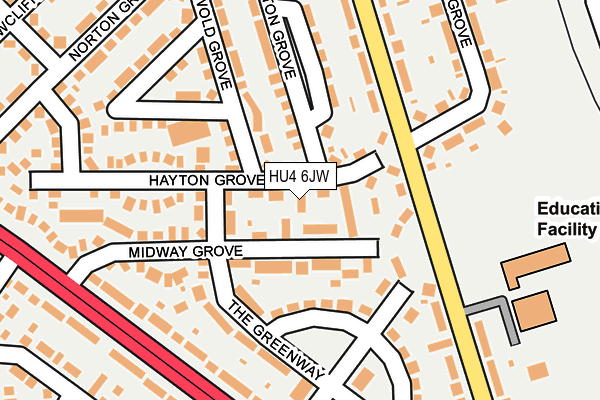 HU4 6JW map - OS OpenMap – Local (Ordnance Survey) HU4 6JW map - OS OpenMap – Local (Ordnance Survey)