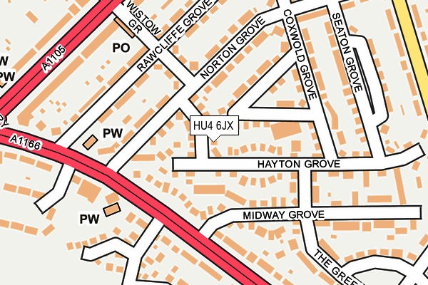 HU4 6JX map - OS OpenMap – Local (Ordnance Survey) HU4 6JX map - OS OpenMap – Local (Ordnance Survey)