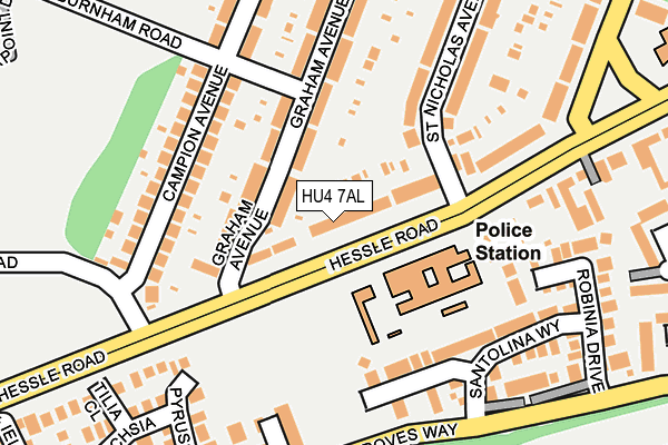HU4 7AL map - OS OpenMap – Local (Ordnance Survey) HU4 7AL map - OS OpenMap – Local (Ordnance Survey)