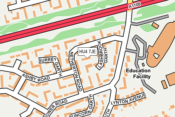 HU4 7JE map - OS OpenMap – Local (Ordnance Survey)