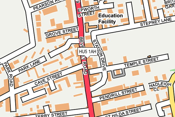 HU5 1AH map - OS OpenMap – Local (Ordnance Survey) HU5 1AH map - OS OpenMap – Local (Ordnance Survey)