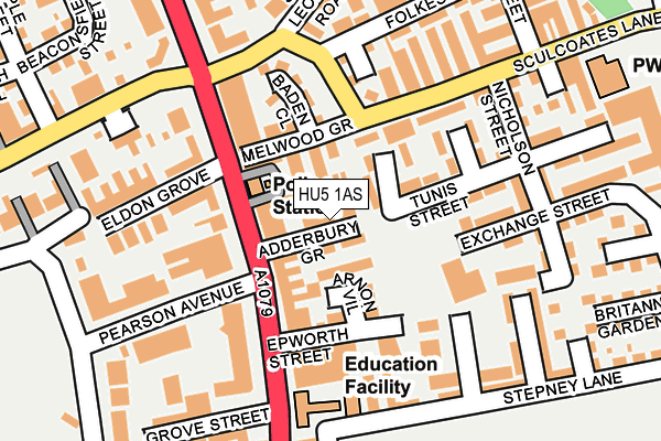 HU5 1AS map - OS OpenMap – Local (Ordnance Survey) HU5 1AS map - OS OpenMap – Local (Ordnance Survey)