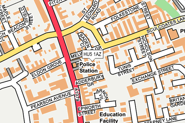 HU5 1AZ map - OS OpenMap – Local (Ordnance Survey)