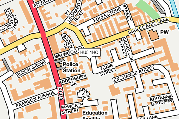 HU5 1HQ map - OS OpenMap – Local (Ordnance Survey) HU5 1HQ map - OS OpenMap – Local (Ordnance Survey)