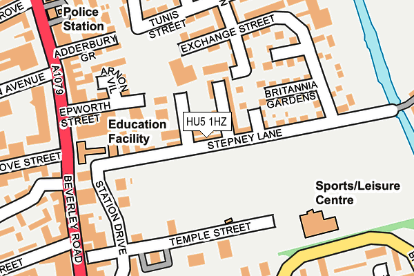HU5 1HZ map - OS OpenMap – Local (Ordnance Survey) HU5 1HZ map - OS OpenMap – Local (Ordnance Survey)