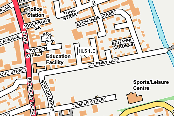 HU5 1JE map - OS OpenMap – Local (Ordnance Survey) HU5 1JE map - OS OpenMap – Local (Ordnance Survey)