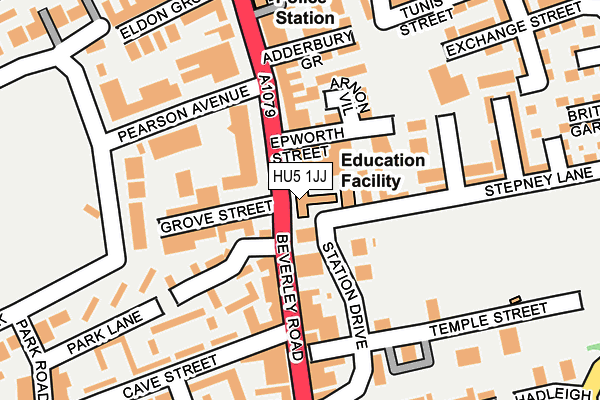 HU5 1JJ map - OS OpenMap – Local (Ordnance Survey)