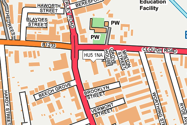 HU5 1NA map - OS OpenMap – Local (Ordnance Survey) HU5 1NA map - OS OpenMap – Local (Ordnance Survey)