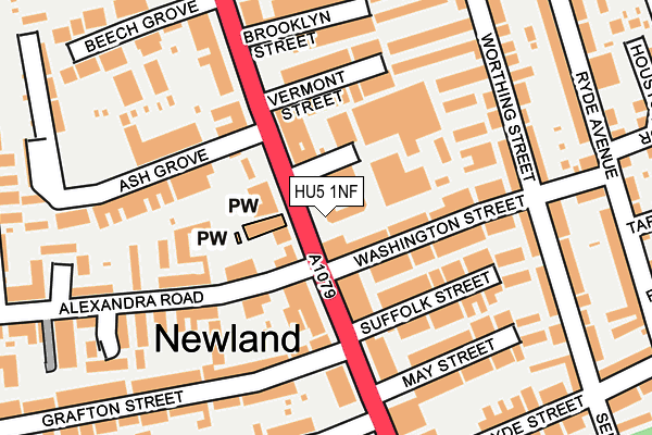 HU5 1NF map - OS OpenMap – Local (Ordnance Survey) HU5 1NF map - OS OpenMap – Local (Ordnance Survey)