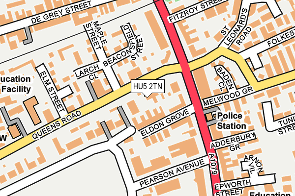 HU5 2TN map - OS OpenMap – Local (Ordnance Survey) HU5 2TN map - OS OpenMap – Local (Ordnance Survey)