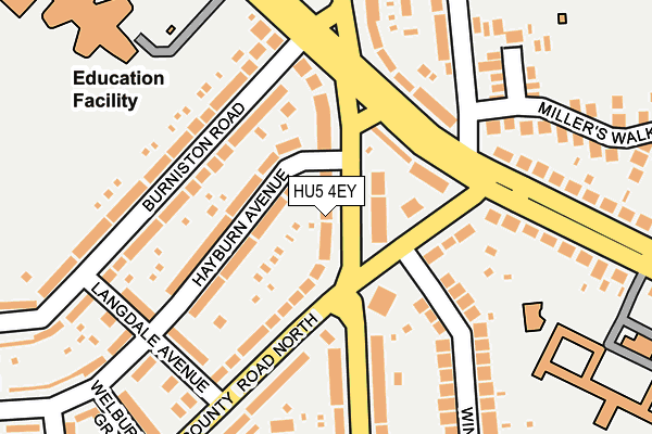 HU5 4EY map - OS OpenMap – Local (Ordnance Survey) HU5 4EY map - OS OpenMap – Local (Ordnance Survey)
