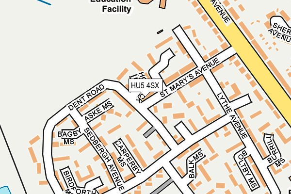HU5 4SX map - OS OpenMap – Local (Ordnance Survey) HU5 4SX map - OS OpenMap – Local (Ordnance Survey)