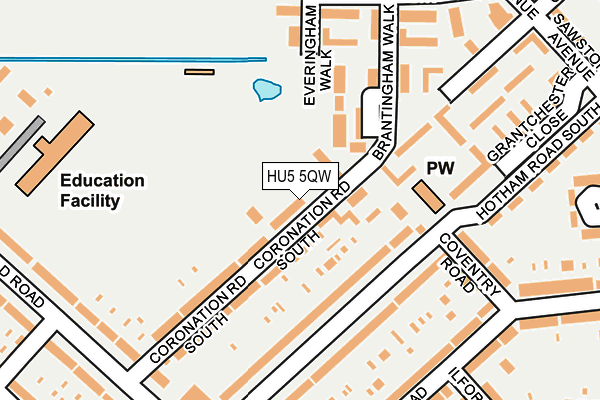 HU5 5QW map - OS OpenMap – Local (Ordnance Survey) HU5 5QW map - OS OpenMap – Local (Ordnance Survey)