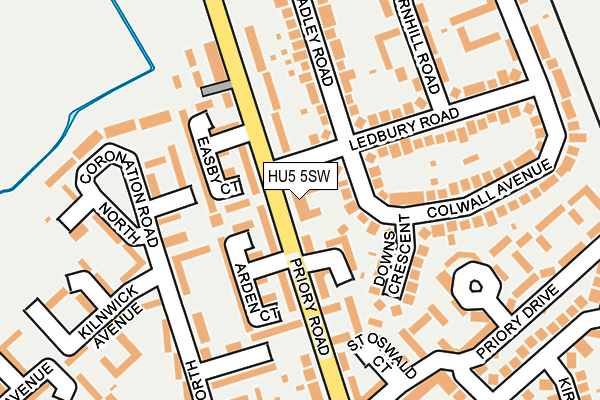 HU5 5SW map - OS OpenMap – Local (Ordnance Survey) HU5 5SW map - OS OpenMap – Local (Ordnance Survey)