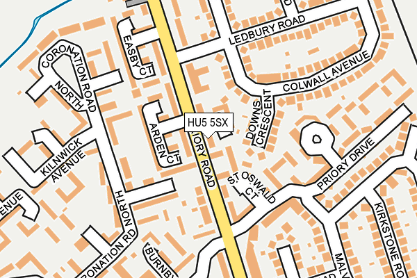 HU5 5SX map - OS OpenMap – Local (Ordnance Survey) HU5 5SX map - OS OpenMap – Local (Ordnance Survey)