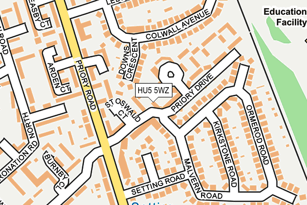 HU5 5WZ map - OS OpenMap – Local (Ordnance Survey) HU5 5WZ map - OS OpenMap – Local (Ordnance Survey)