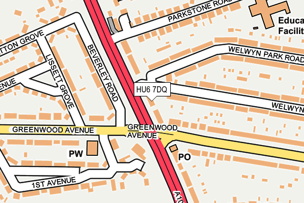 HU6 7DQ map - OS OpenMap – Local (Ordnance Survey)