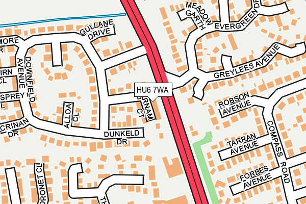 HU6 7WA map - OS OpenMap – Local (Ordnance Survey) HU6 7WA map - OS OpenMap – Local (Ordnance Survey)