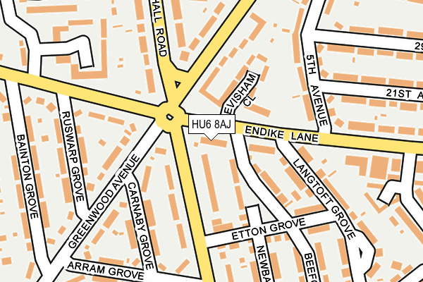 HU6 8AJ map - OS OpenMap – Local (Ordnance Survey) HU6 8AJ map - OS OpenMap – Local (Ordnance Survey)