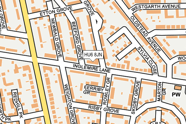 HU6 8JN map - OS OpenMap – Local (Ordnance Survey) HU6 8JN map - OS OpenMap – Local (Ordnance Survey)
