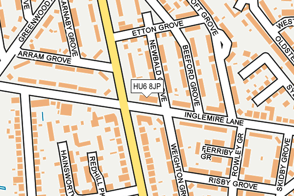 HU6 8JP map - OS OpenMap – Local (Ordnance Survey) HU6 8JP map - OS OpenMap – Local (Ordnance Survey)
