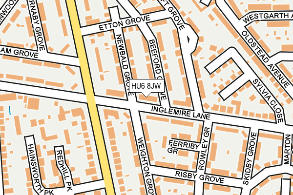 HU6 8JW map - OS OpenMap – Local (Ordnance Survey) HU6 8JW map - OS OpenMap – Local (Ordnance Survey)