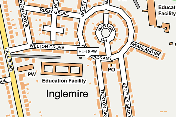 HU6 8PW map - OS OpenMap – Local (Ordnance Survey) HU6 8PW map - OS OpenMap – Local (Ordnance Survey)