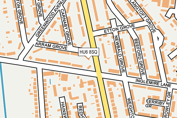 HU6 8SQ map - OS OpenMap – Local (Ordnance Survey) HU6 8SQ map - OS OpenMap – Local (Ordnance Survey)