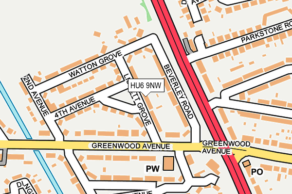 HU6 9NW map - OS OpenMap – Local (Ordnance Survey) HU6 9NW map - OS OpenMap – Local (Ordnance Survey)