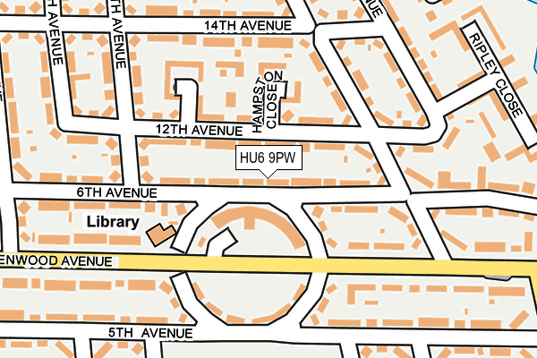 HU6 9PW map - OS OpenMap – Local (Ordnance Survey) HU6 9PW map - OS OpenMap – Local (Ordnance Survey)
