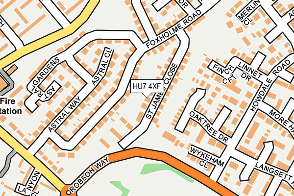 HU7 4XF map - OS OpenMap – Local (Ordnance Survey) HU7 4XF map - OS OpenMap – Local (Ordnance Survey)