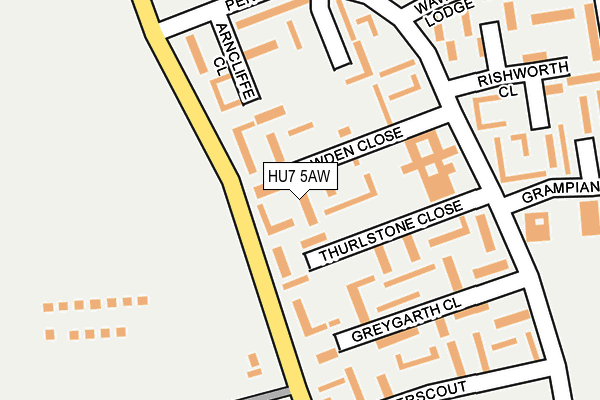 HU7 5AW map - OS OpenMap – Local (Ordnance Survey) HU7 5AW map - OS OpenMap – Local (Ordnance Survey)