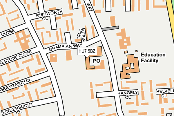 HU7 5BZ map - OS OpenMap – Local (Ordnance Survey)