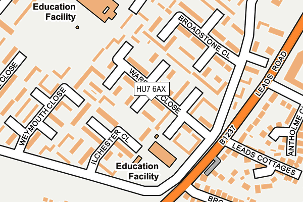 HU7 6AX map - OS OpenMap – Local (Ordnance Survey) HU7 6AX map - OS OpenMap – Local (Ordnance Survey)