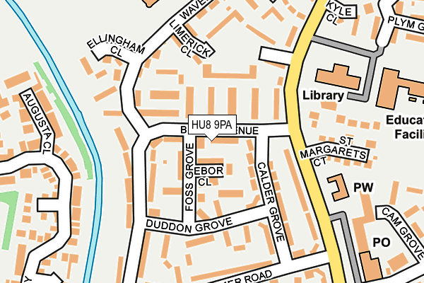 HU8 9PA map - OS OpenMap – Local (Ordnance Survey) HU8 9PA map - OS OpenMap – Local (Ordnance Survey)