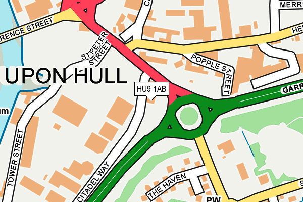 HU9 1AB map - OS OpenMap – Local (Ordnance Survey)